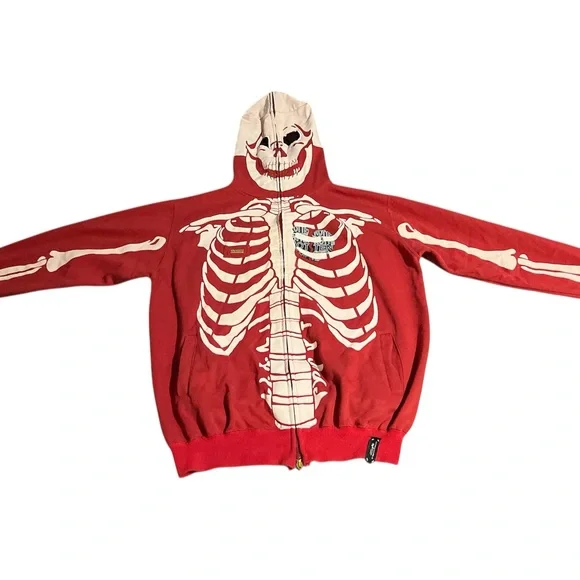Lrg Shirts Vintage Dead Serious Lrg Red Skeleton Hoodie